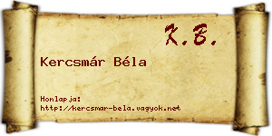 Kercsmár Béla névjegykártya